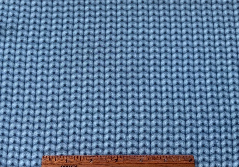 Couture Chevron Fog Cornflower Blue Silk Crepe De Chine (Made in Italy)