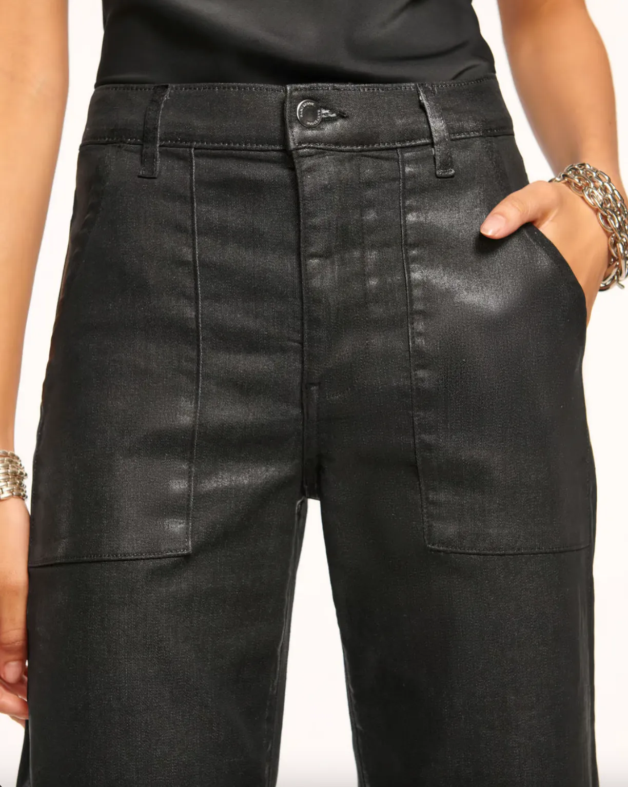 Cropped Metallic Clifford Jean - Black Metallic