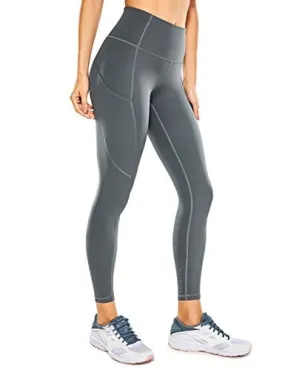 CRZ YOGA Women's Naked Feeling Workout Leggings 25 Inches - High Waisted Yoga Pants with Side Pockets Dark Carbon