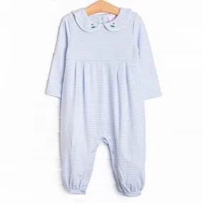 Daddy's Caddy Embroidered Romper, Blue