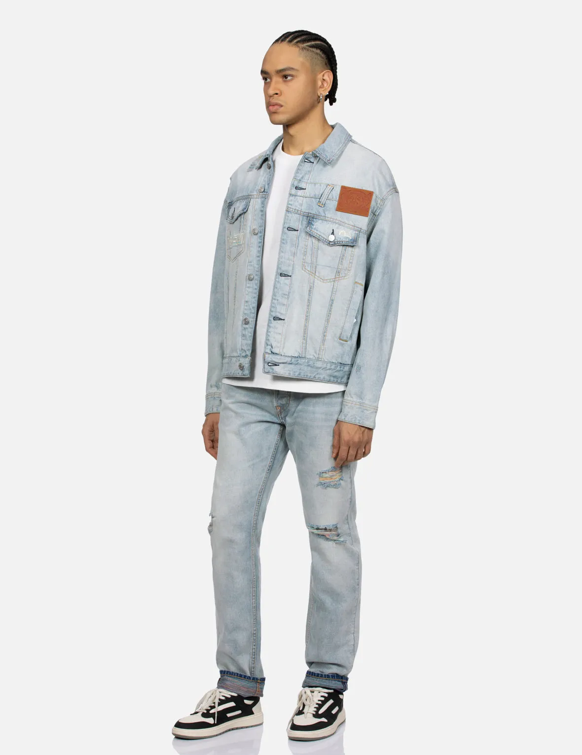 Distressed Seagull Deconstructed Loose Fit Denim Jacket