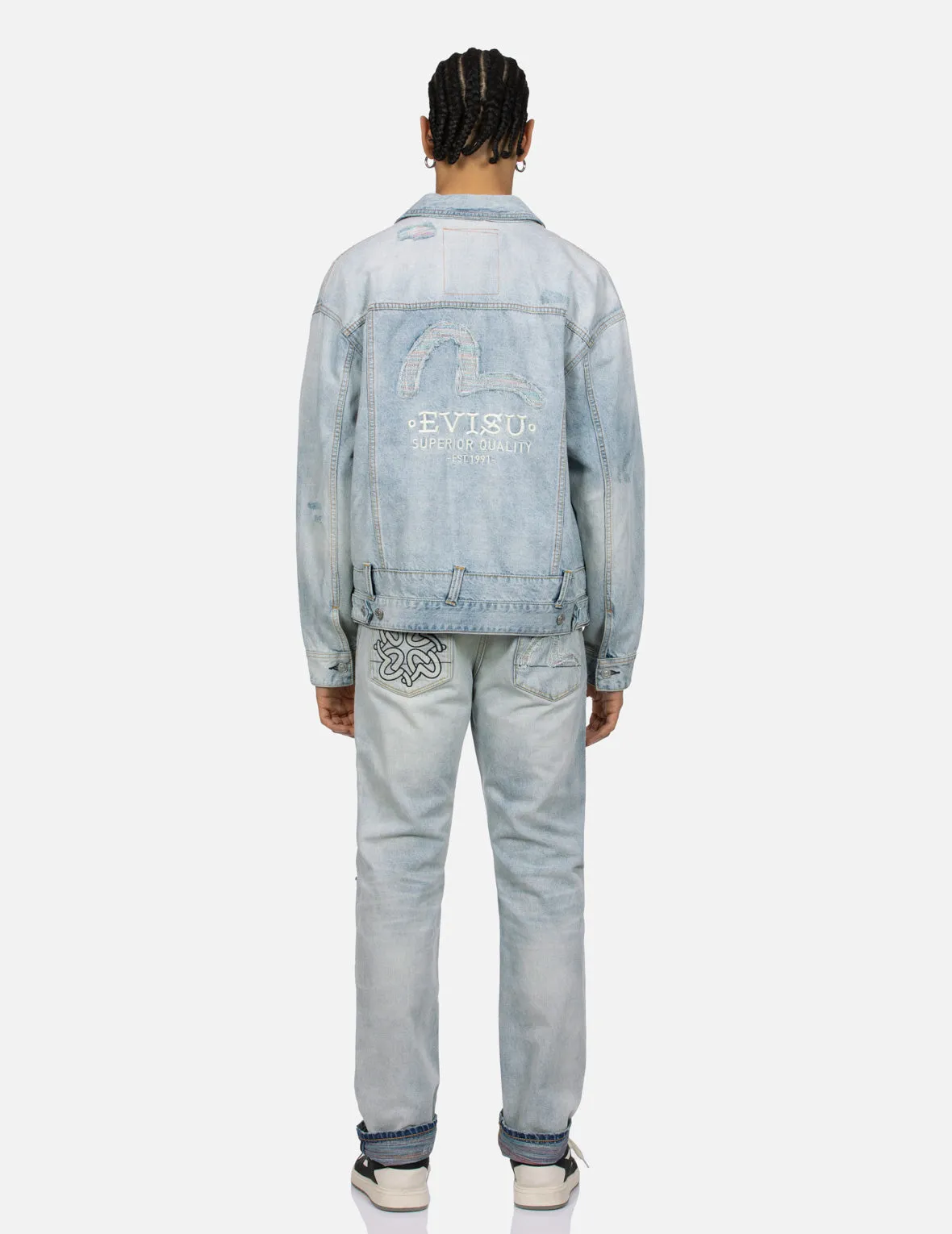 Distressed Seagull Deconstructed Loose Fit Denim Jacket