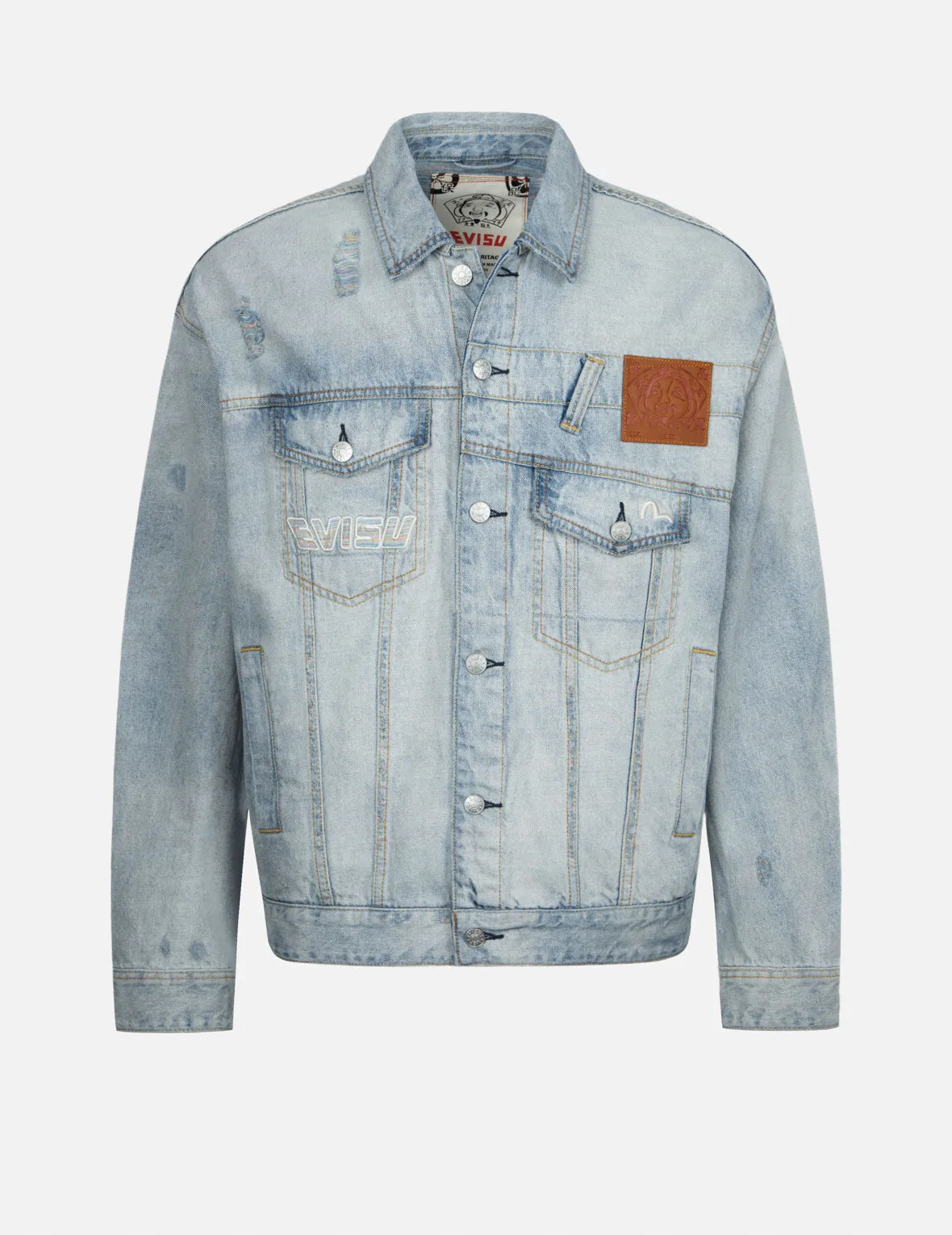 Distressed Seagull Deconstructed Loose Fit Denim Jacket