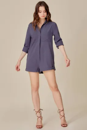 Effie Collared Hidden Button Up Romper