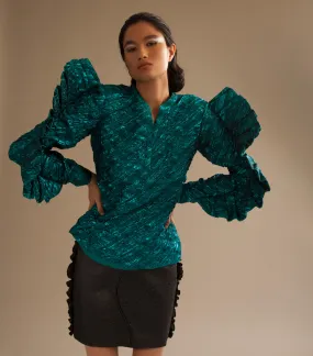 Electric Blue Oversized Ruffle Top