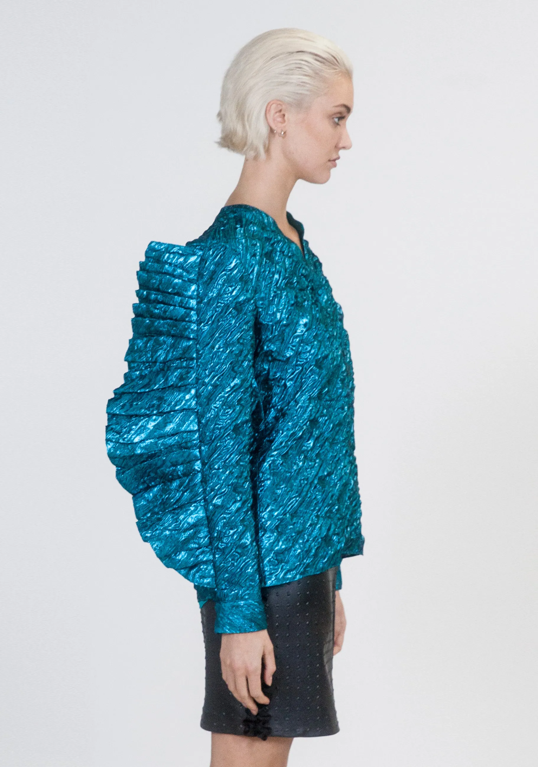 Electric Blue Oversized Ruffle Top
