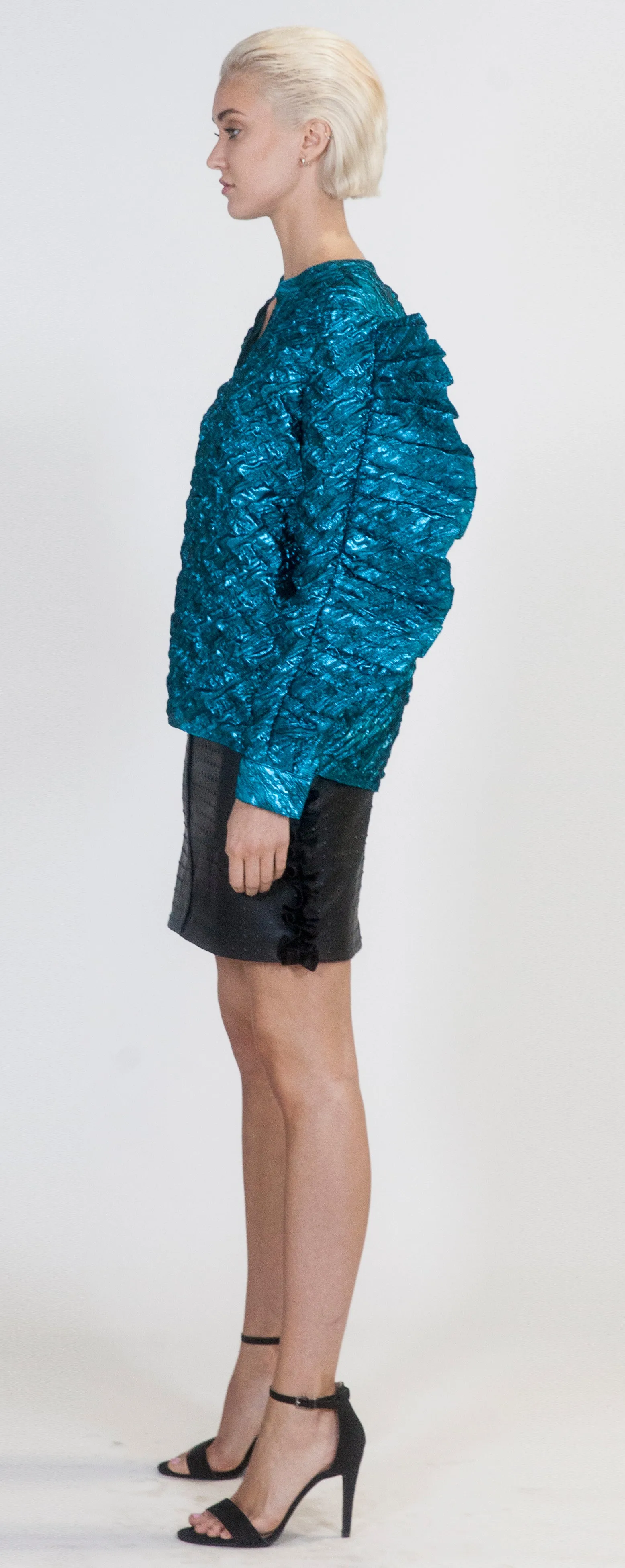 Electric Blue Oversized Ruffle Top