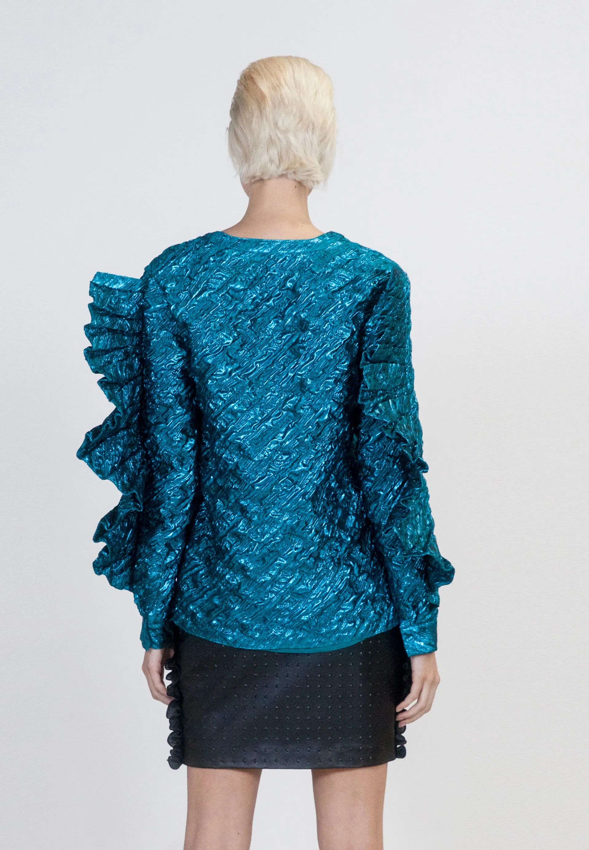 Electric Blue Oversized Ruffle Top