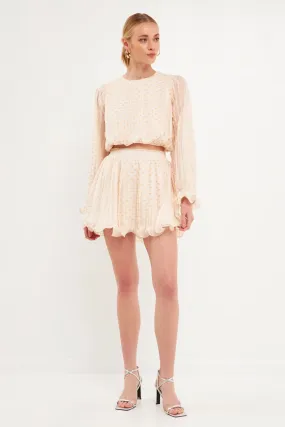 Endless Rose - Dot Pleated Blouson Crop Top