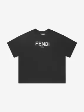 Fendi Kids Metallic Logo T-Shirt in Black