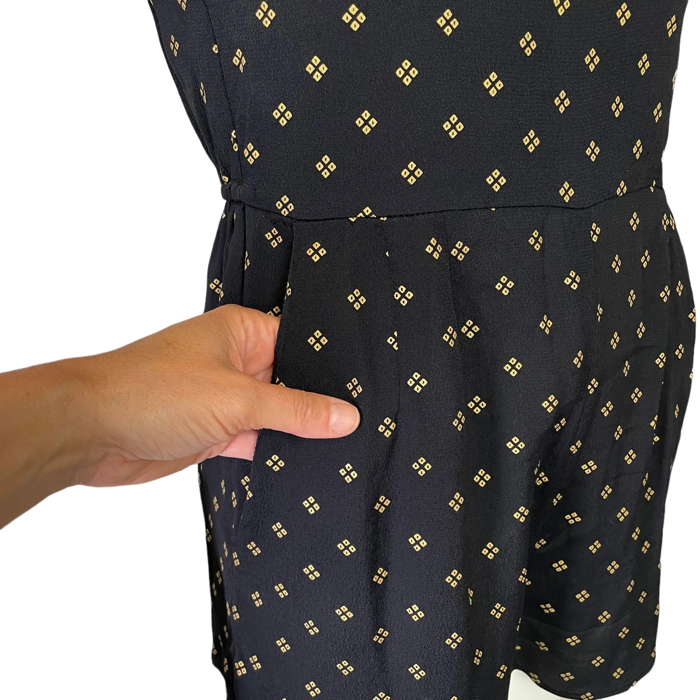 Flynn Skye | Womens Black and Gold Pattern Short Sleeve Romper | Size: S