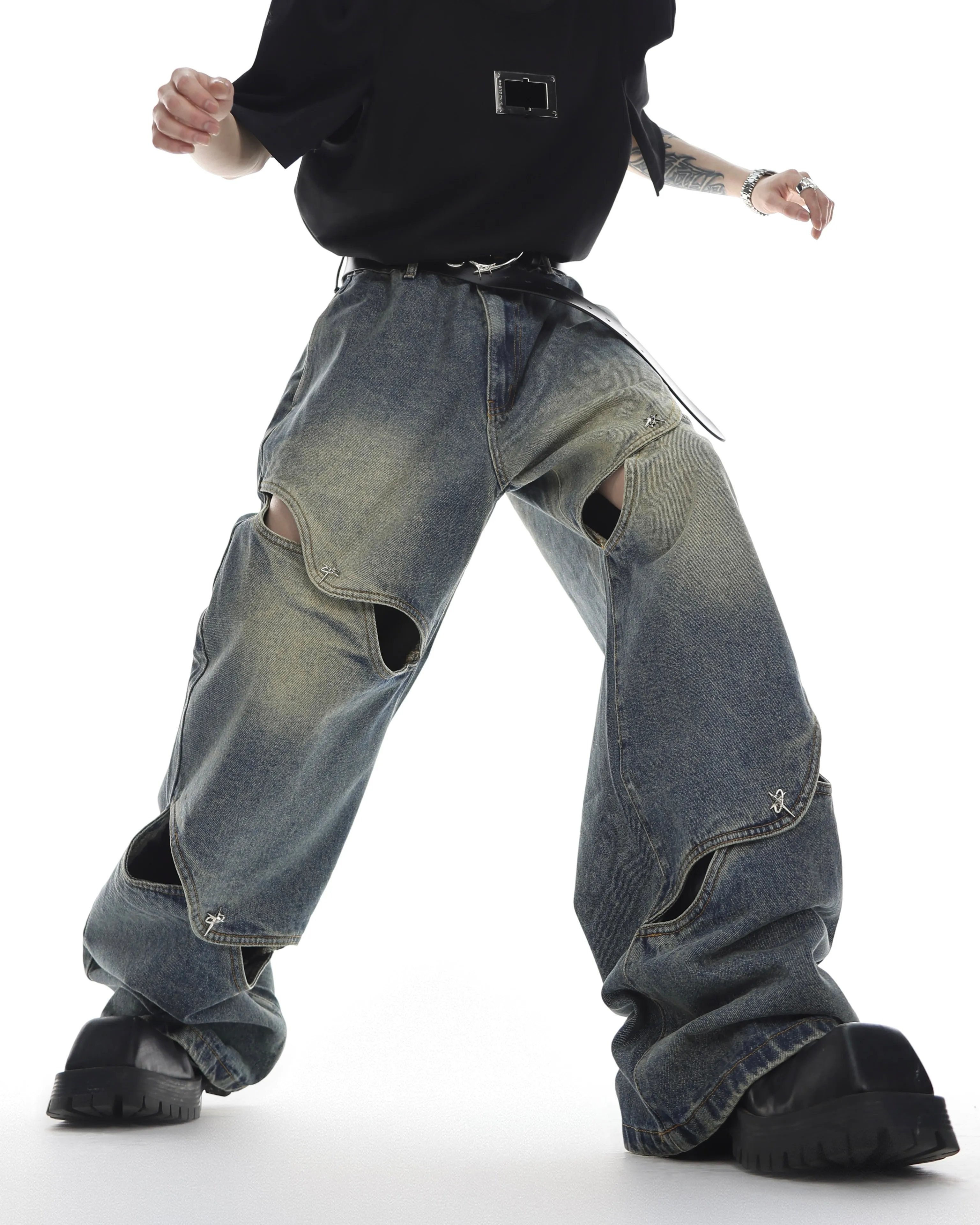 Futuristic Cut-Out Jeans