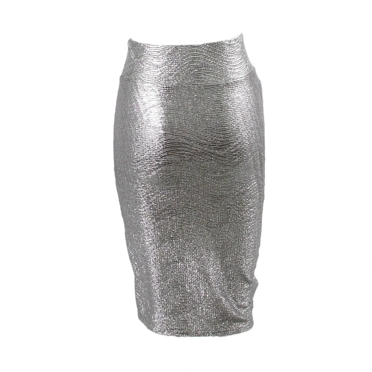 Glitter Silver Pencil Skirt