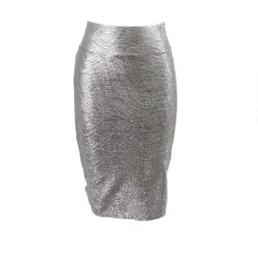 Glitter Silver Pencil Skirt