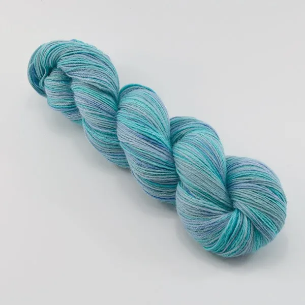 Hand Dyed Baby Alpaca Knitting Yarn 4 Ply Fingering Weight in Opal Blue 12579