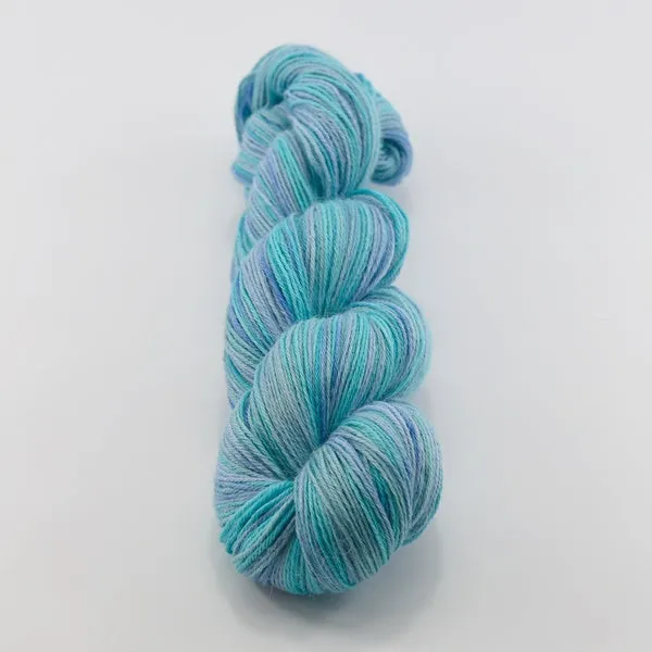 Hand Dyed Baby Alpaca Knitting Yarn 4 Ply Fingering Weight in Opal Blue 12579