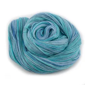 Hand Dyed Baby Alpaca Knitting Yarn 4 Ply Fingering Weight in Opal Blue 12579