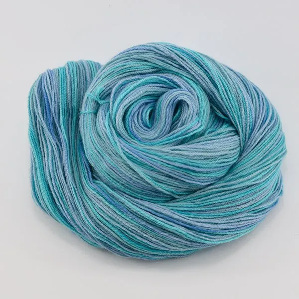 Hand Dyed Baby Alpaca Knitting Yarn 4 Ply Fingering Weight in Opal Blue 12579