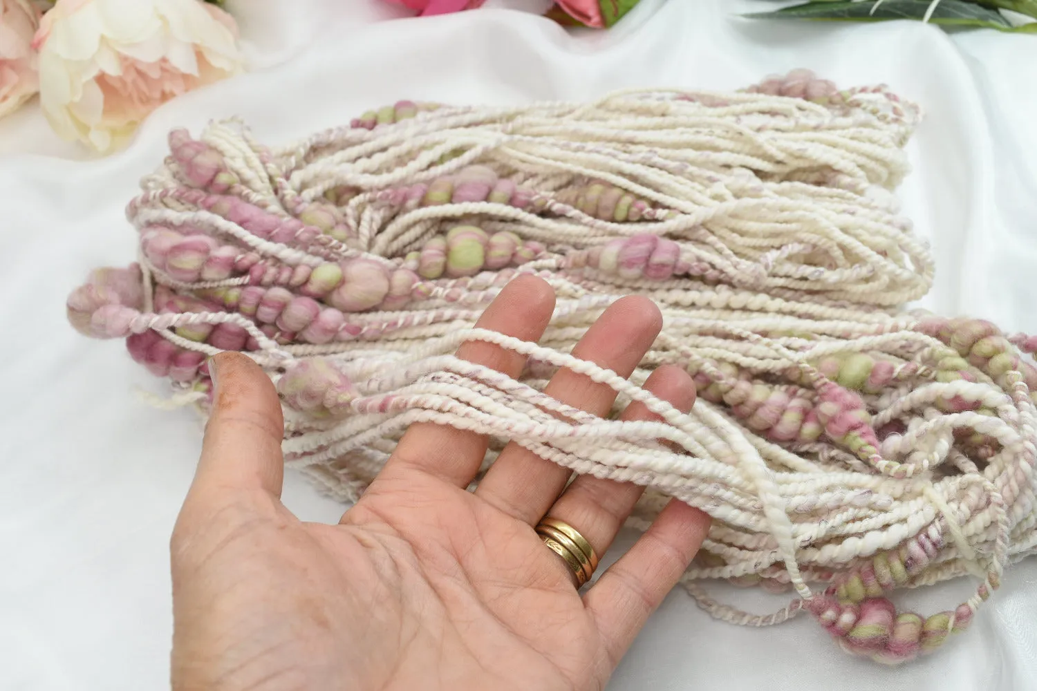 Hand Spun Chunky Art Yarn with Bee Hives