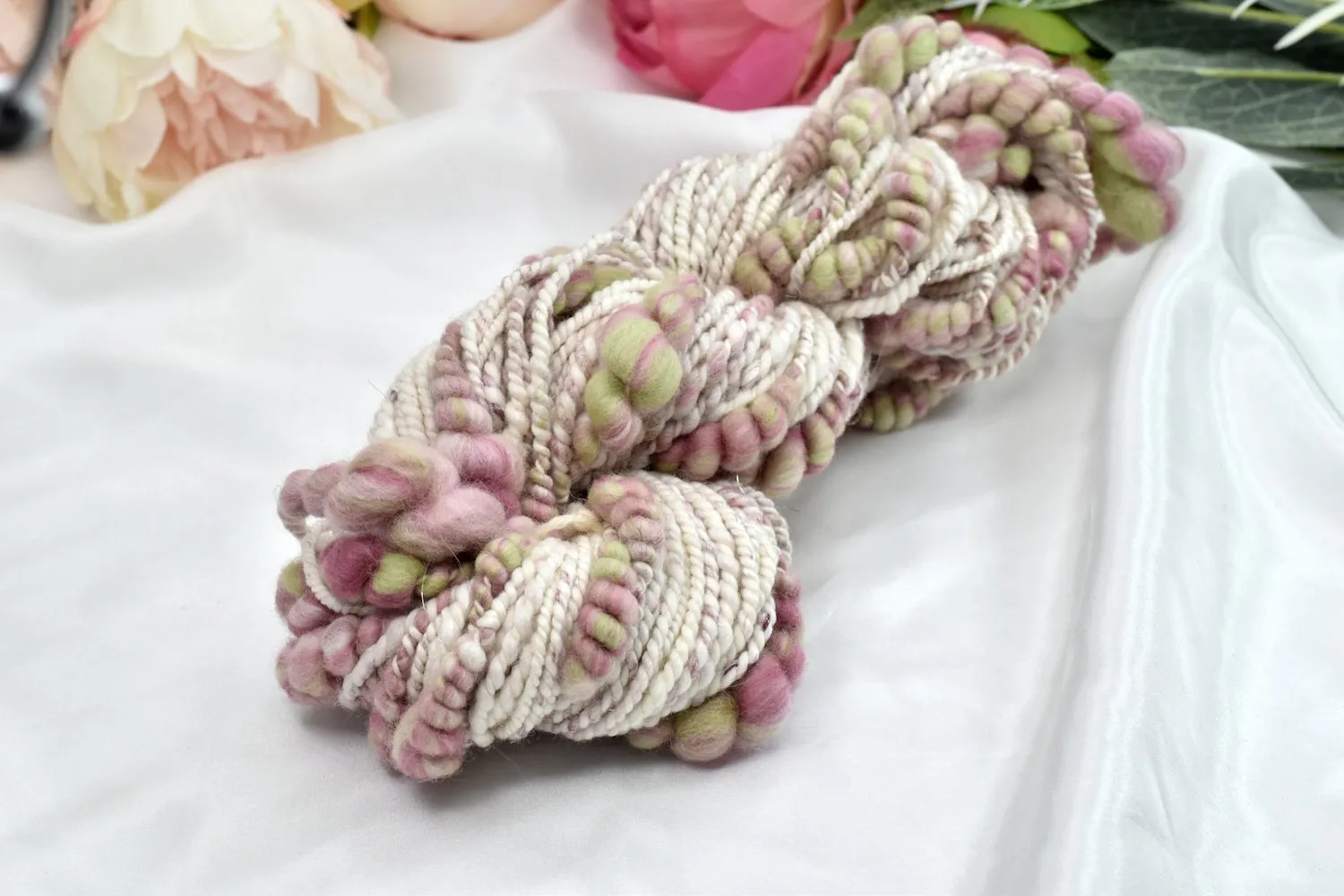 Hand Spun Chunky Art Yarn with Bee Hives