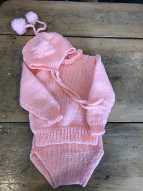 Handmade Knit 3 piece Peach Sweater Set