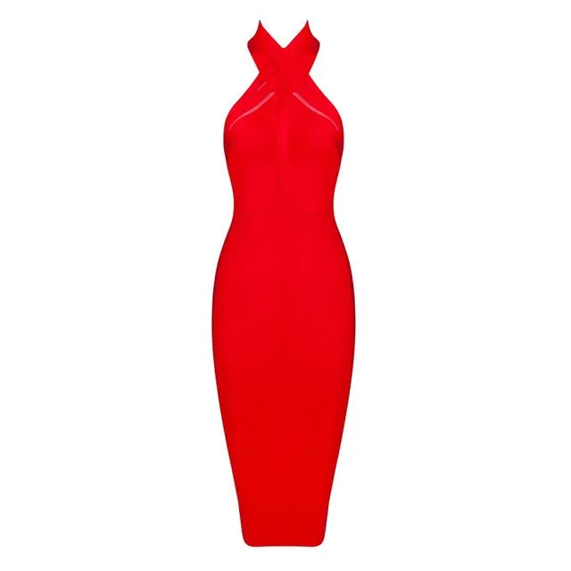 Hang Neck Mesh Sexy Lady Dress
