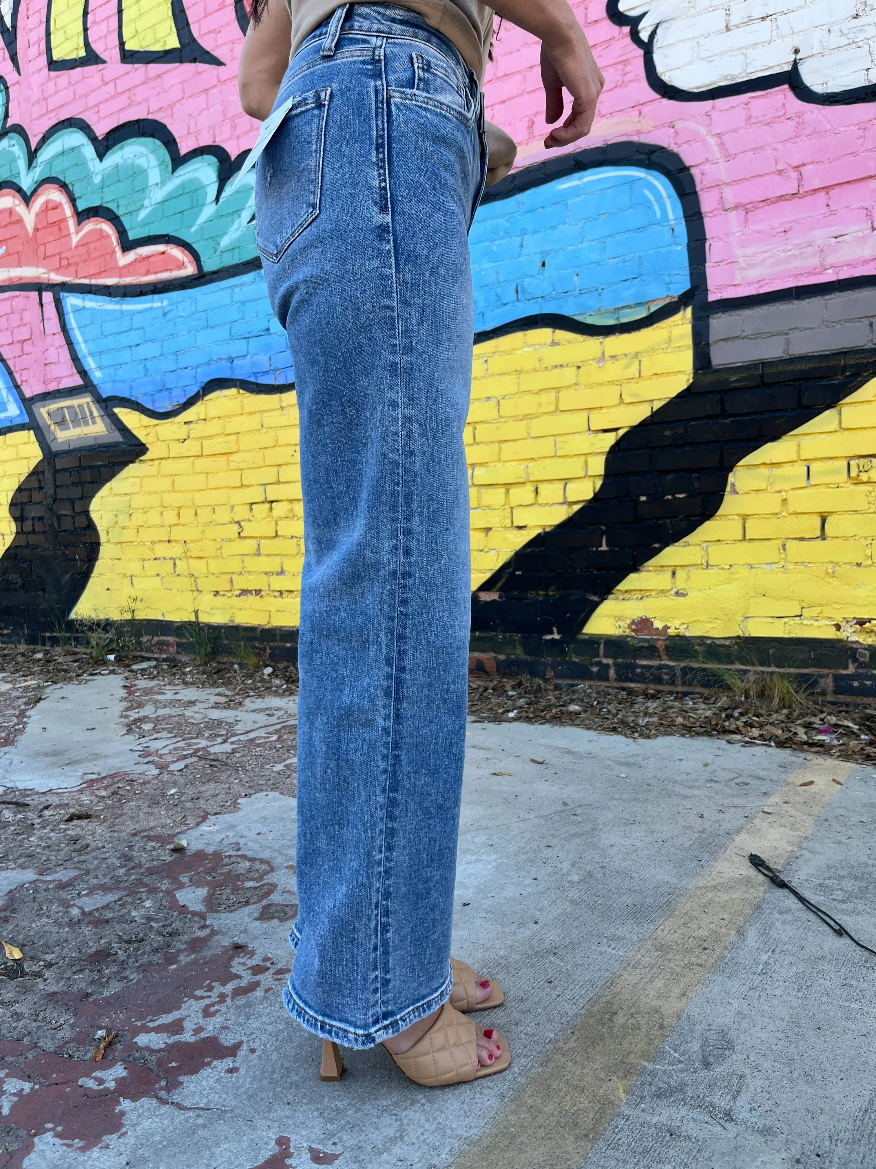 High Rise Wide Leg Jeans -Flying Monkey
