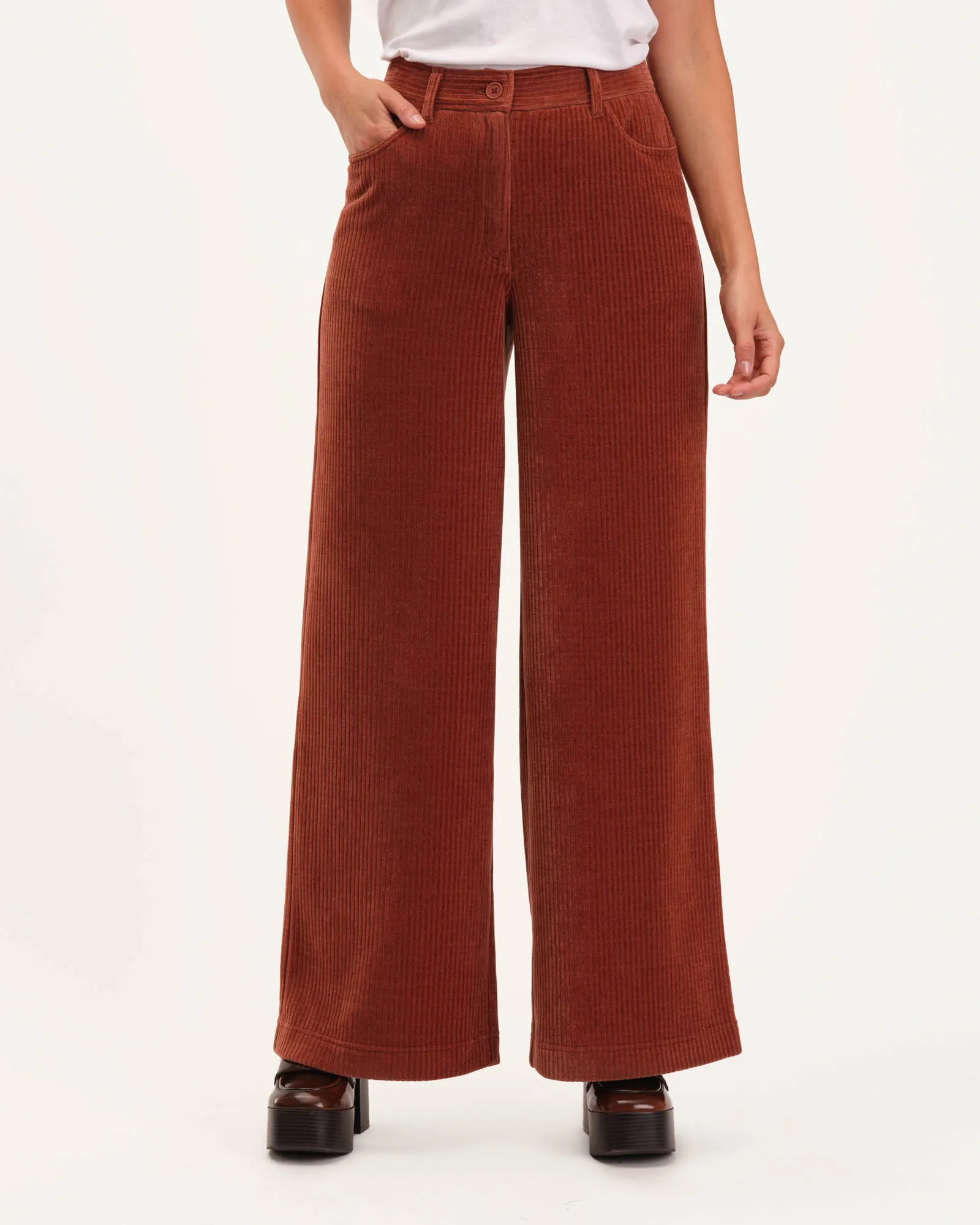 High Waist Corduroy Wide Leg Pant