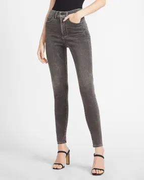 High Waisted Luxe Comfort Knit Black Skinny Jeans in Pitch Black