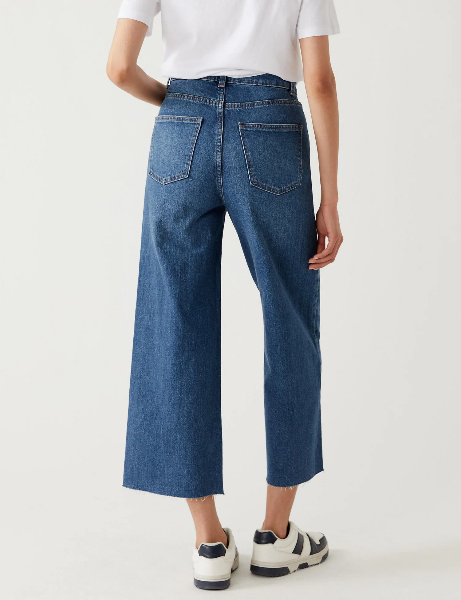 High Waisted Wide Leg Ankle Grazer Jeans