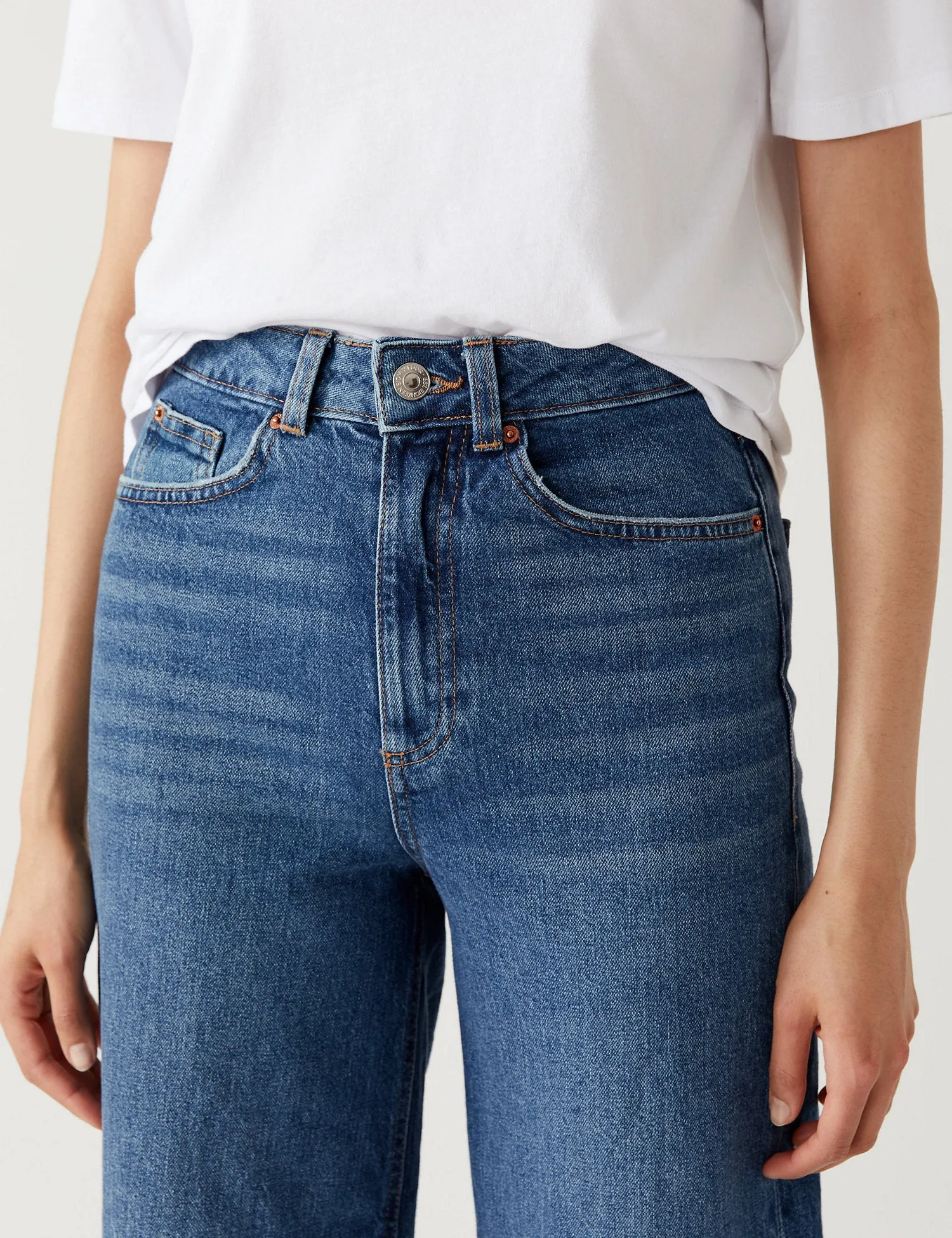 High Waisted Wide Leg Ankle Grazer Jeans