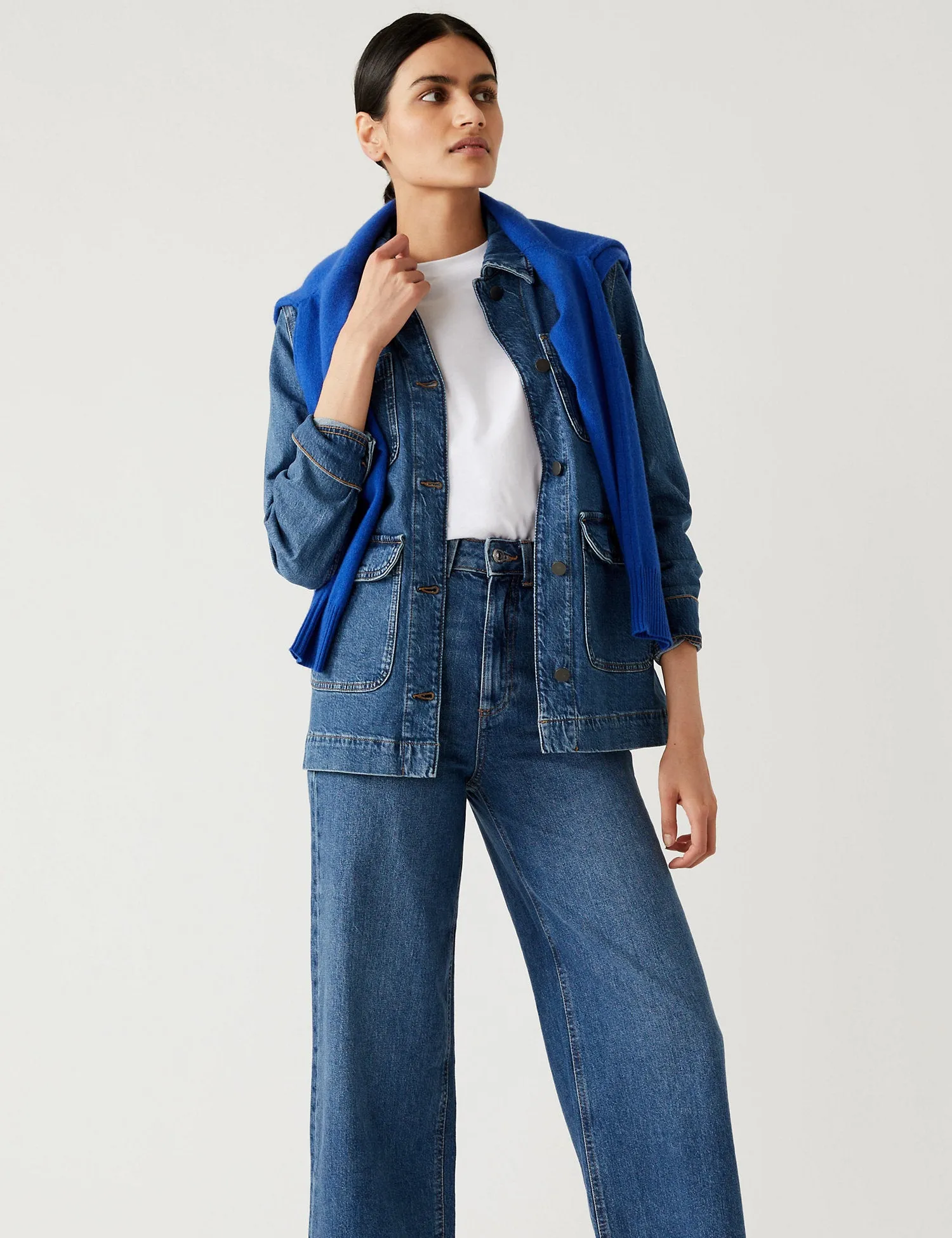 High Waisted Wide Leg Ankle Grazer Jeans