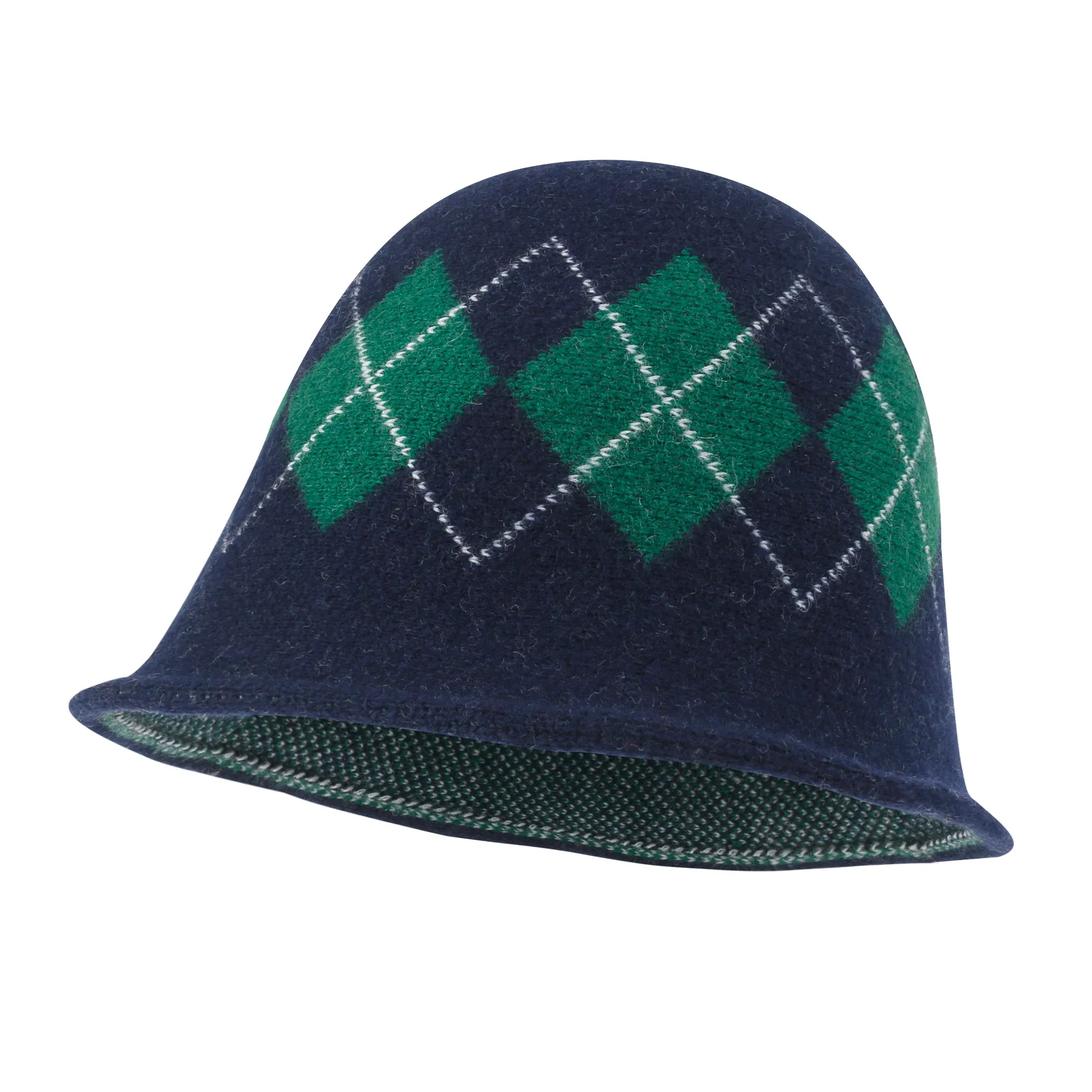ililily Argyle Pattern Knitted Wool Blended Fedora Crochet Winter Bucket Hat