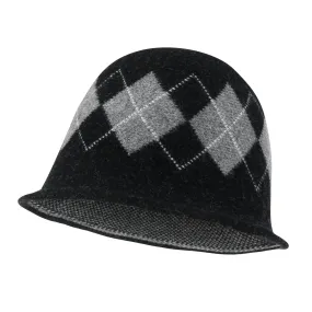 ililily Argyle Pattern Knitted Wool Blended Fedora Crochet Winter Bucket Hat