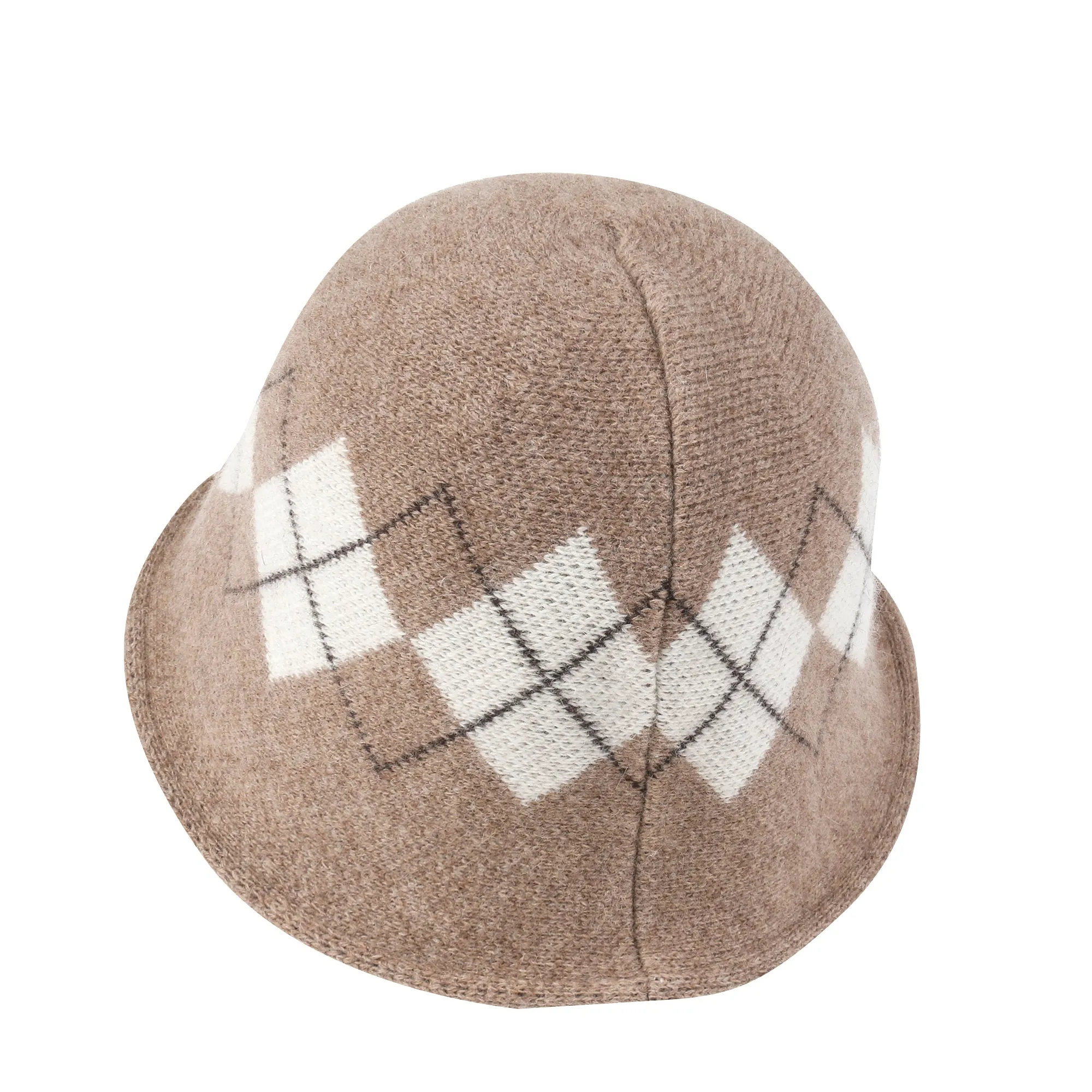 ililily Argyle Pattern Knitted Wool Blended Fedora Crochet Winter Bucket Hat