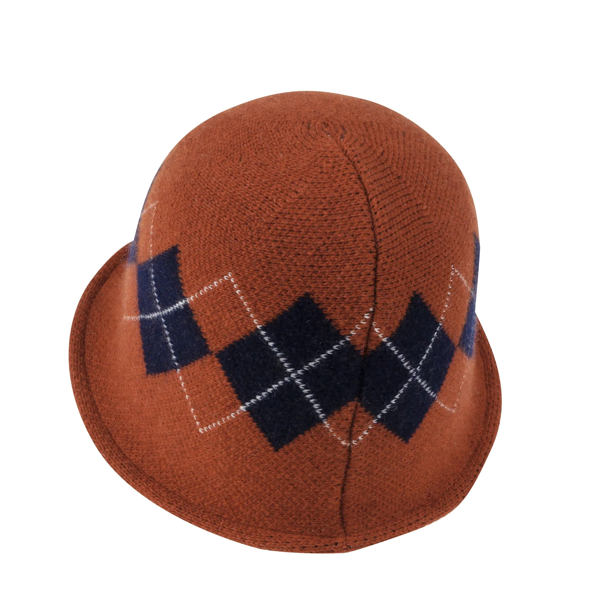 ililily Argyle Pattern Knitted Wool Blended Fedora Crochet Winter Bucket Hat