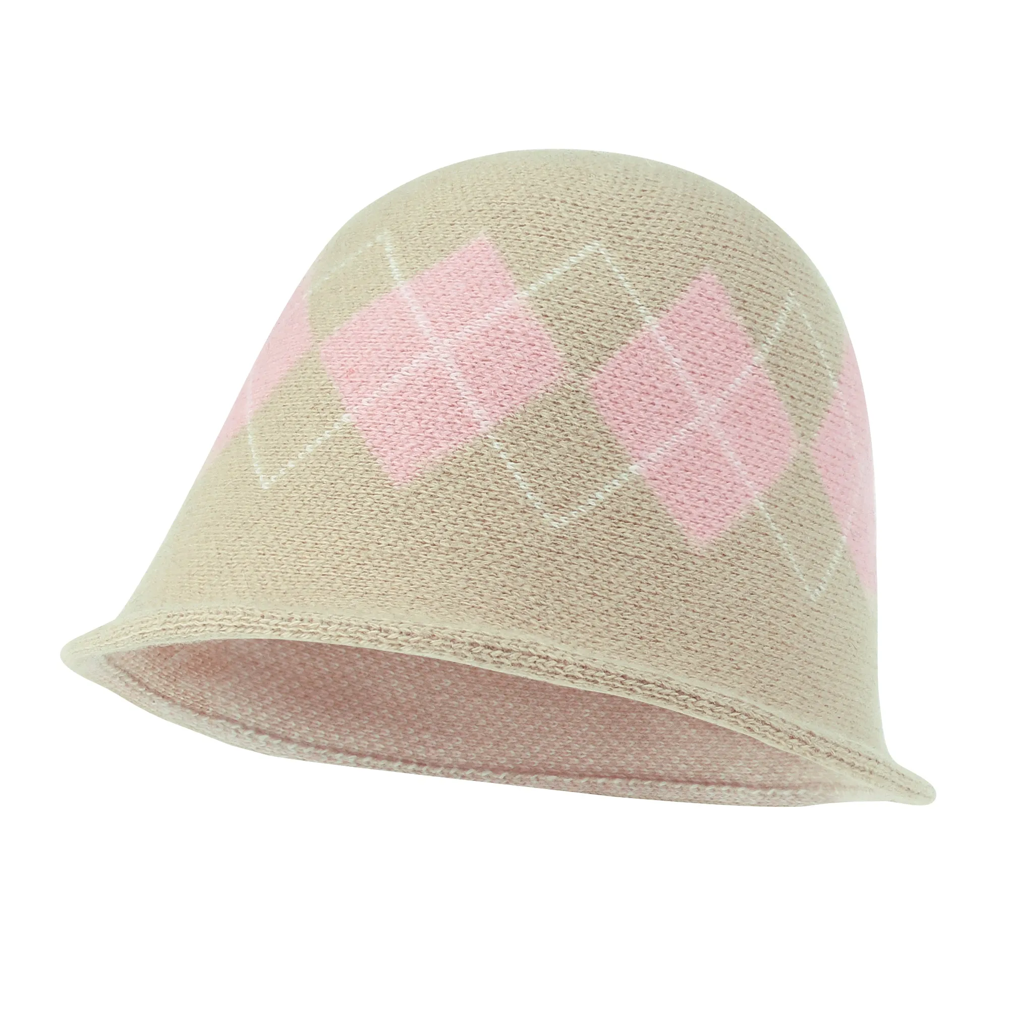 ililily Argyle Pattern Knitted Wool Blended Fedora Crochet Winter Bucket Hat