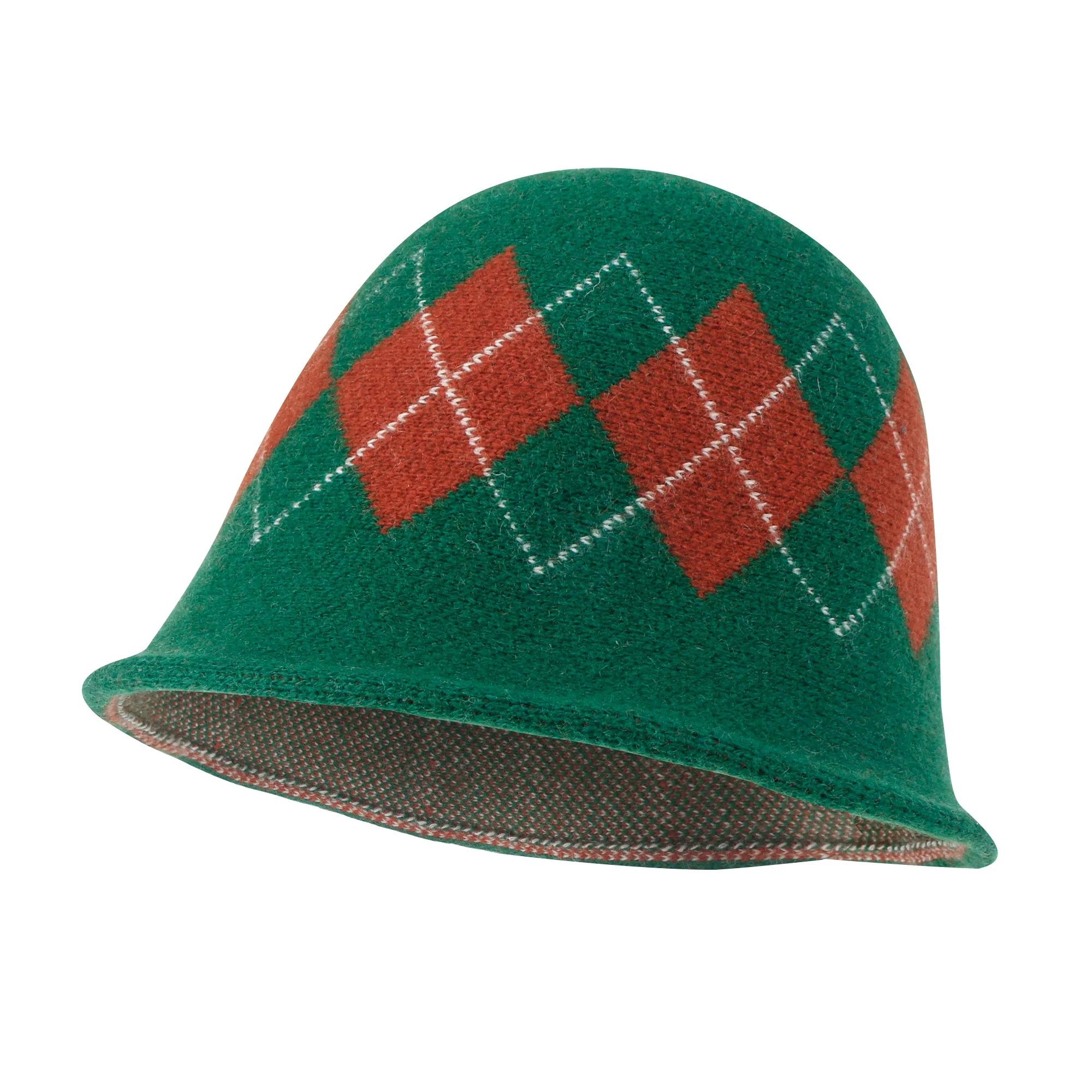 ililily Argyle Pattern Knitted Wool Blended Fedora Crochet Winter Bucket Hat