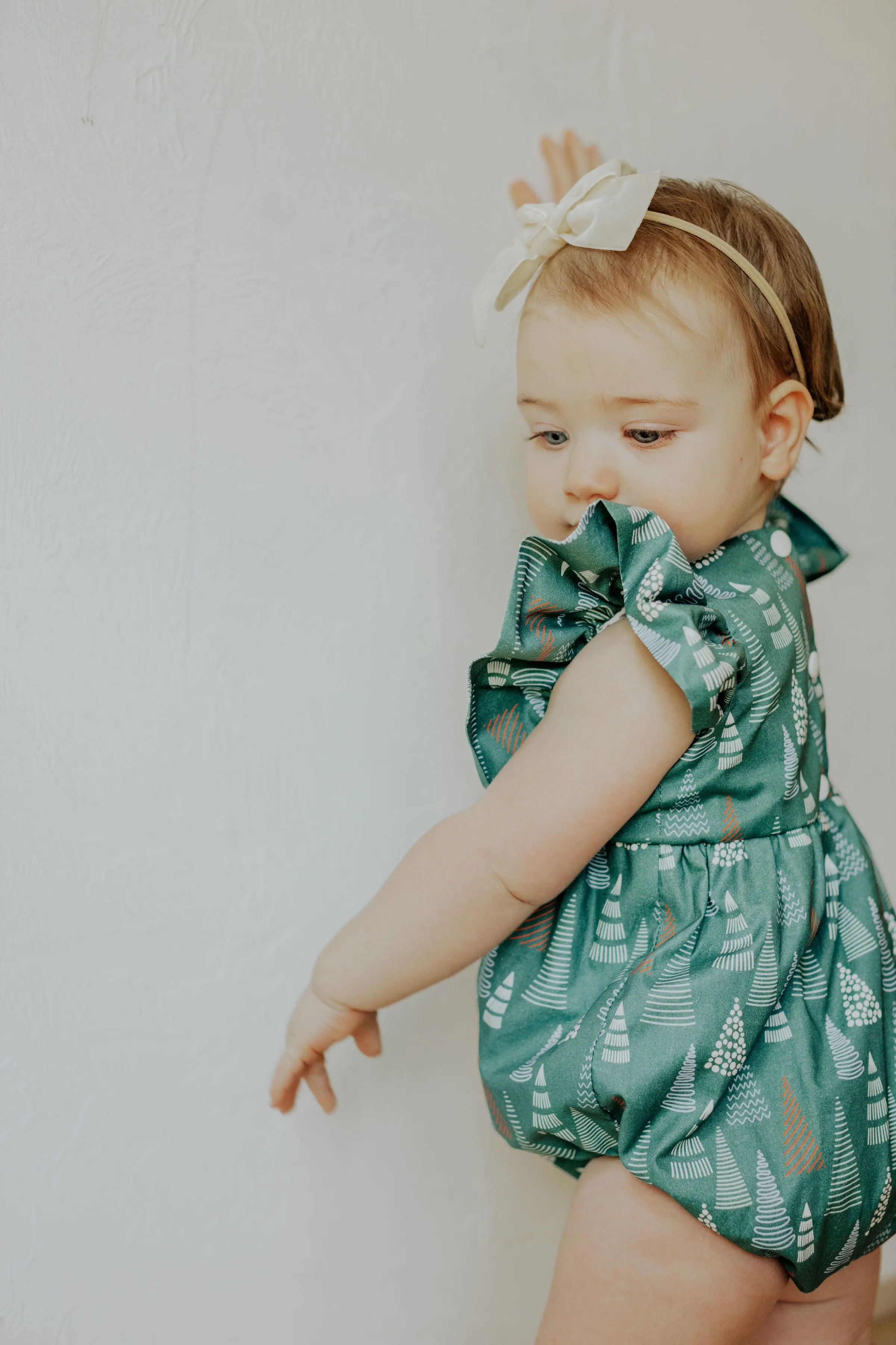 Infant Girl's Muted Hygge Christmas Print Bubble Romper
