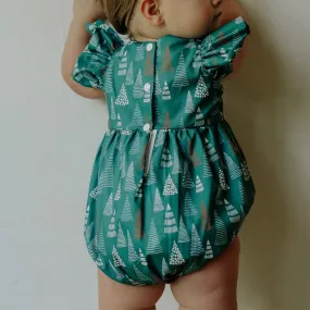 Infant Girl's Muted Hygge Christmas Print Bubble Romper