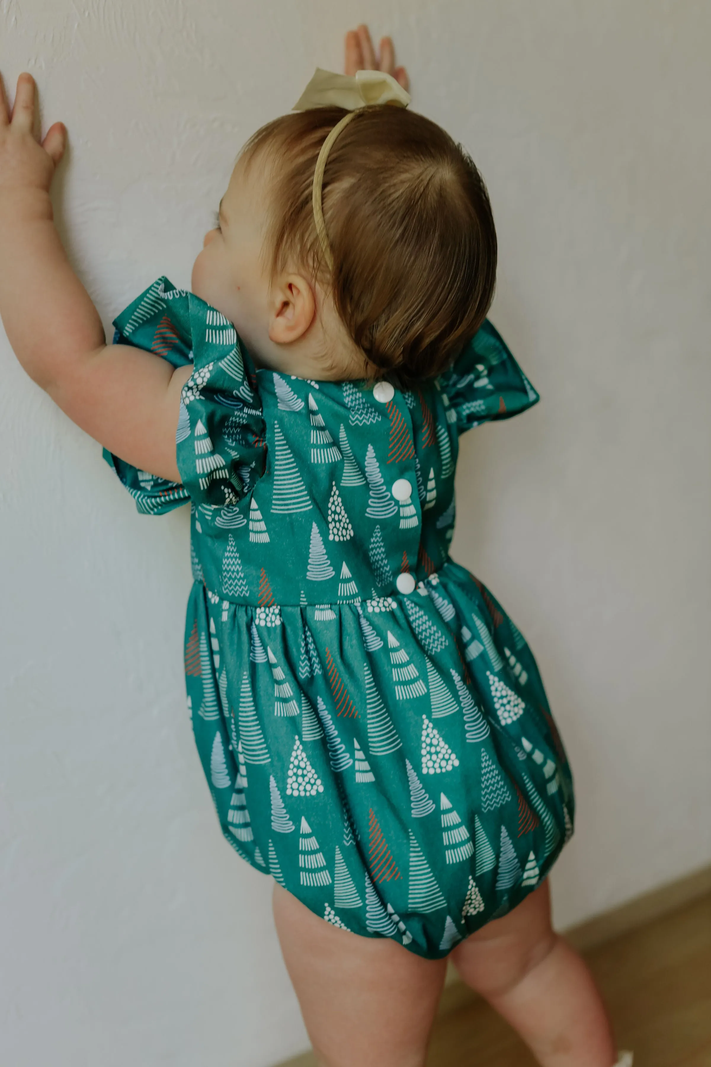 Infant Girl's Muted Hygge Christmas Print Bubble Romper