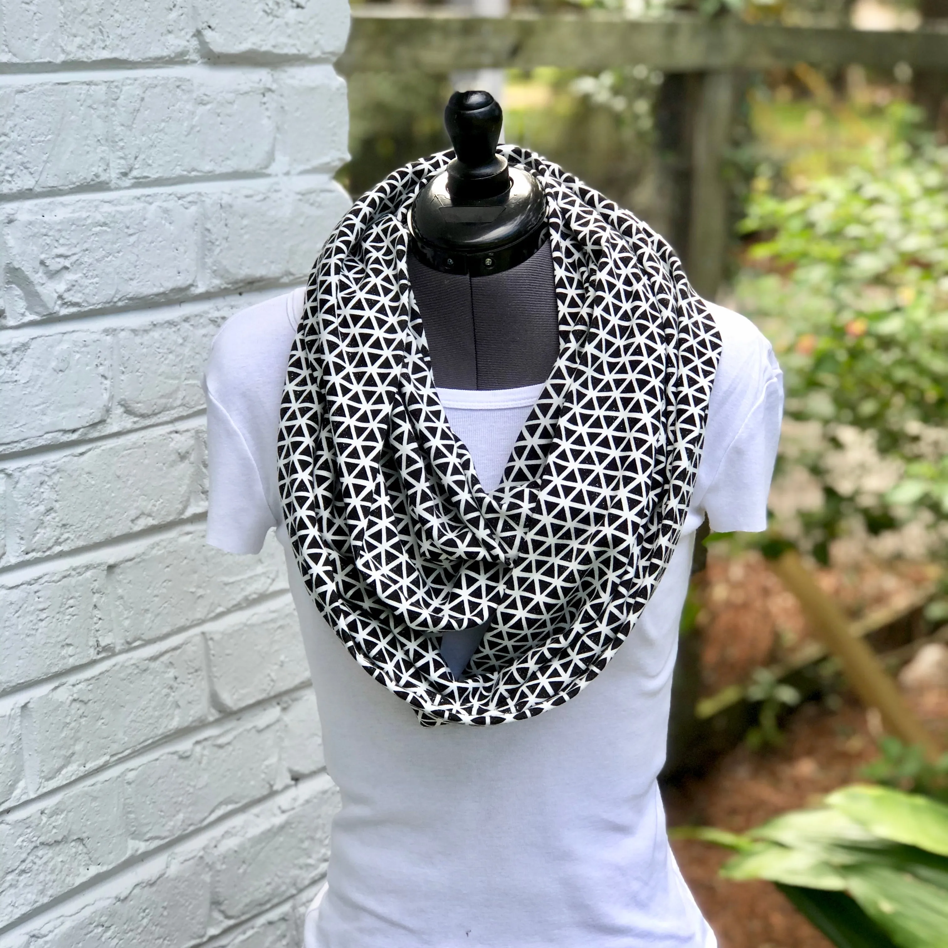 Infinity Scarf Black Triangles Knit