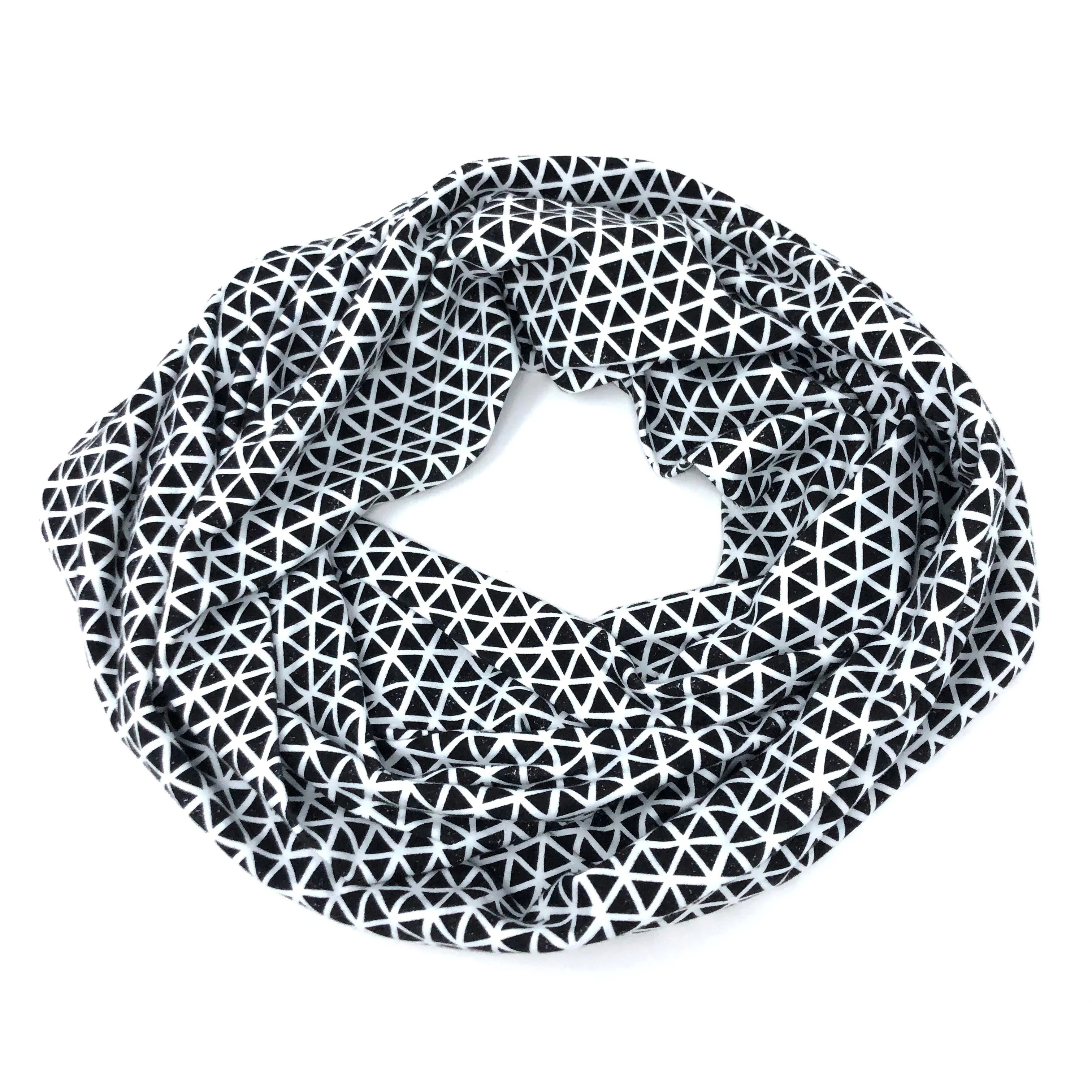Infinity Scarf Black Triangles Knit