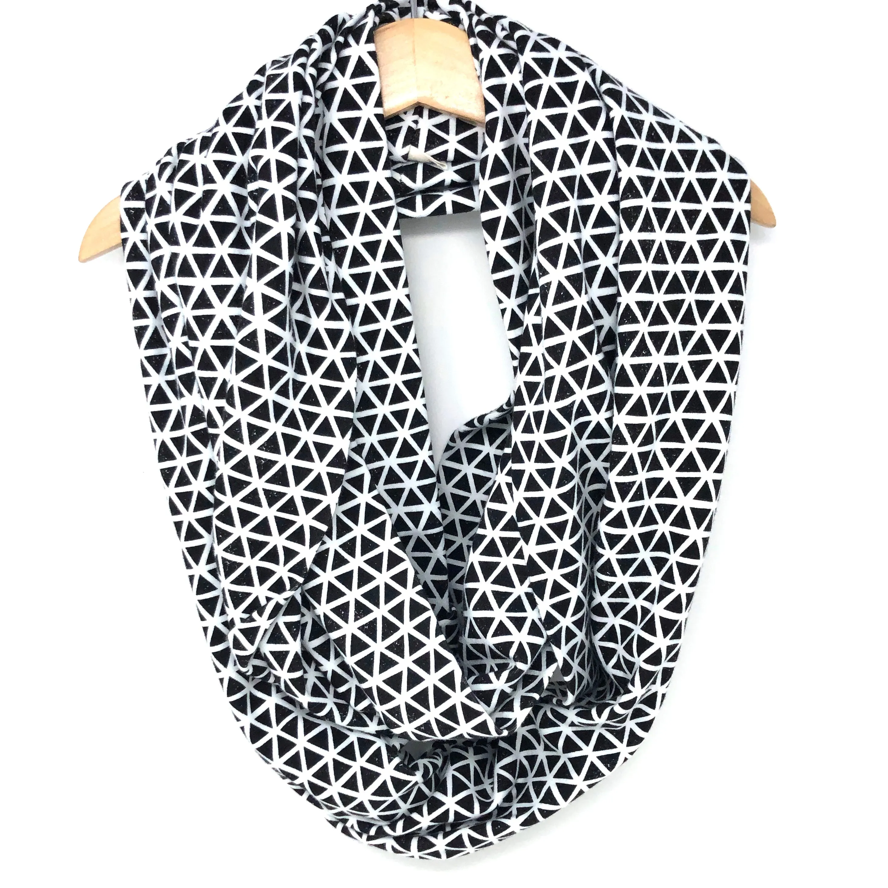 Infinity Scarf Black Triangles Knit