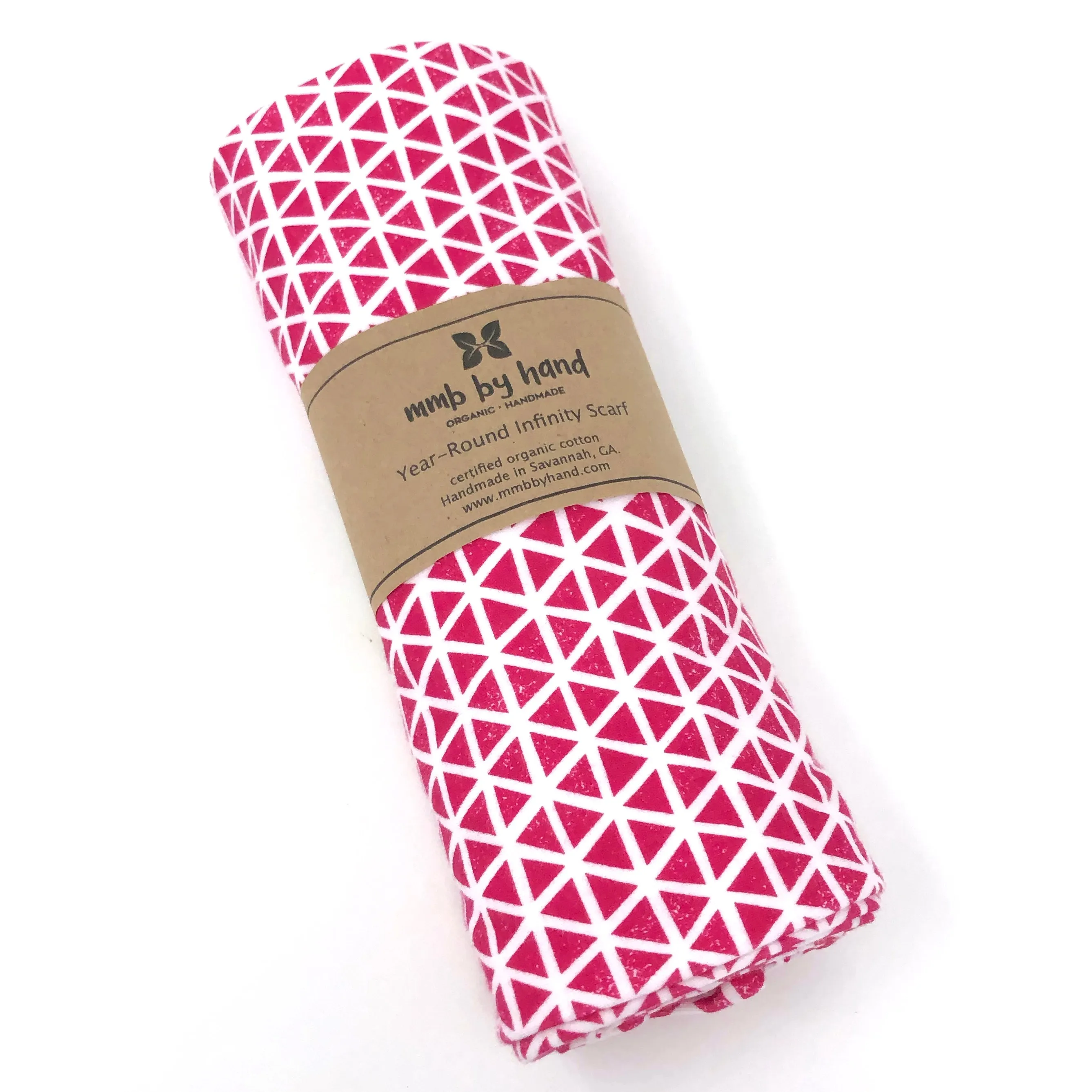 Infinity Scarf Pink Triangles Knit