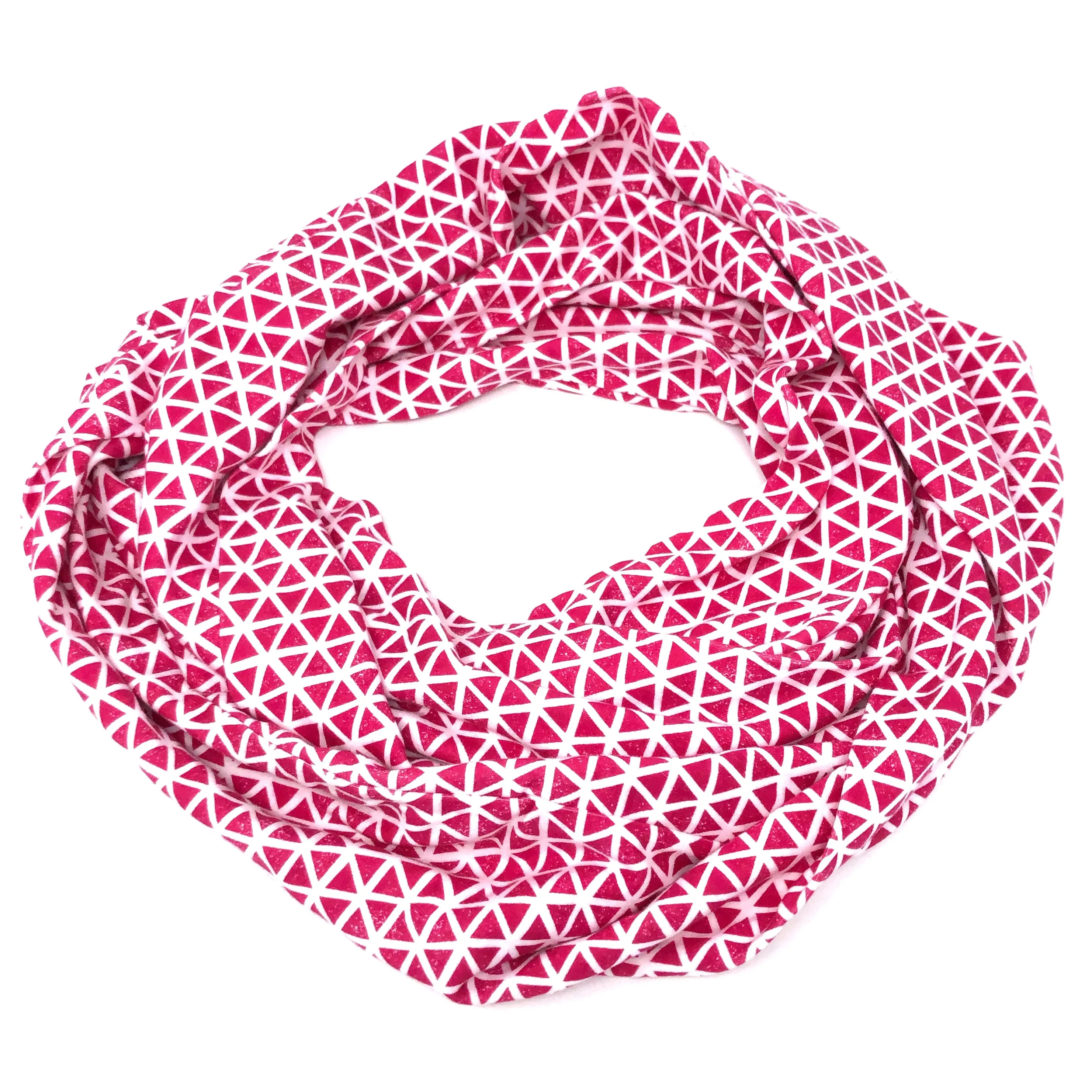 Infinity Scarf Pink Triangles Knit
