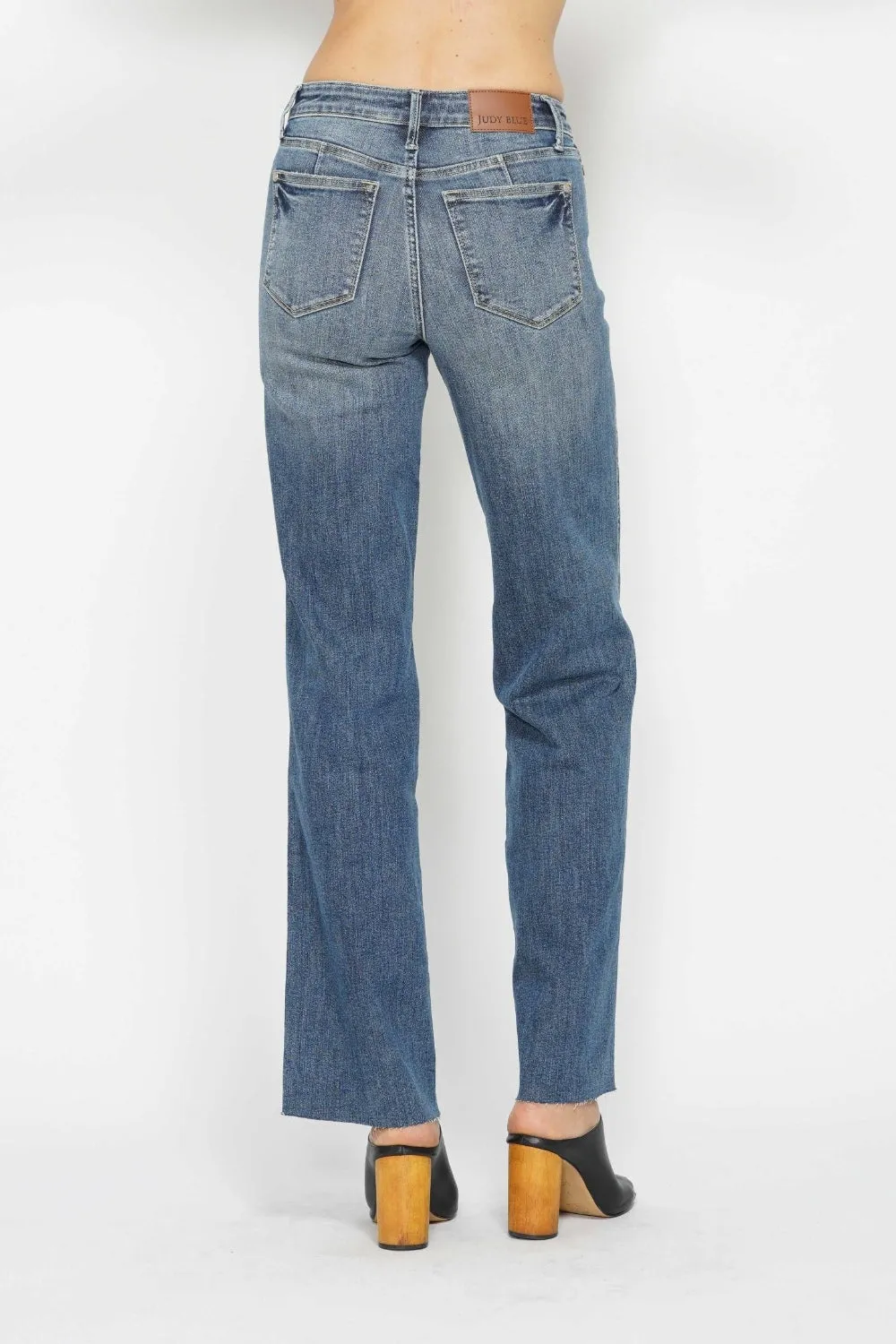Judy Blue Mid Rise Tummy Control Straight Jeans