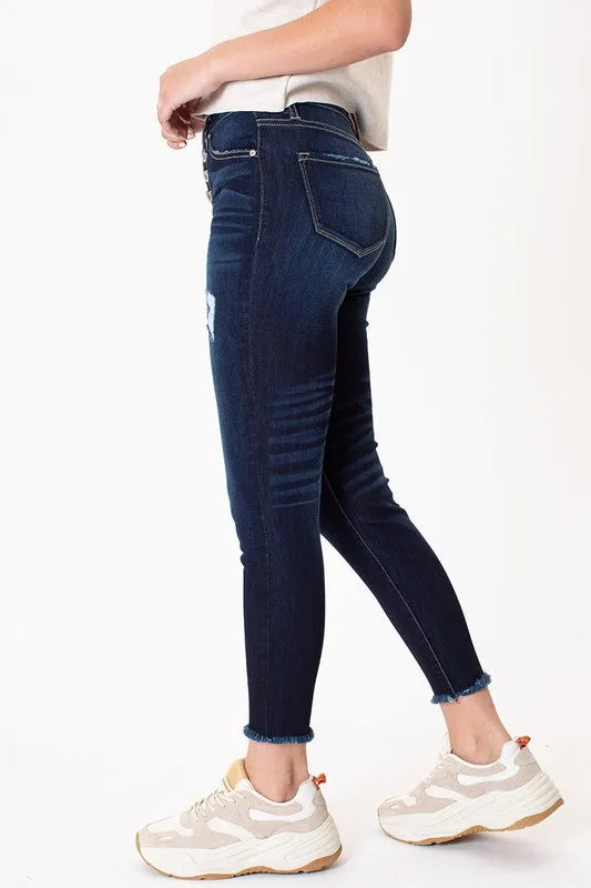 KanCan High Rise Button Fly Ankle Skinny Jeans
