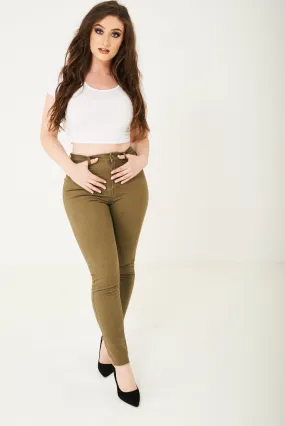Khaki High Rise Skinny Jean