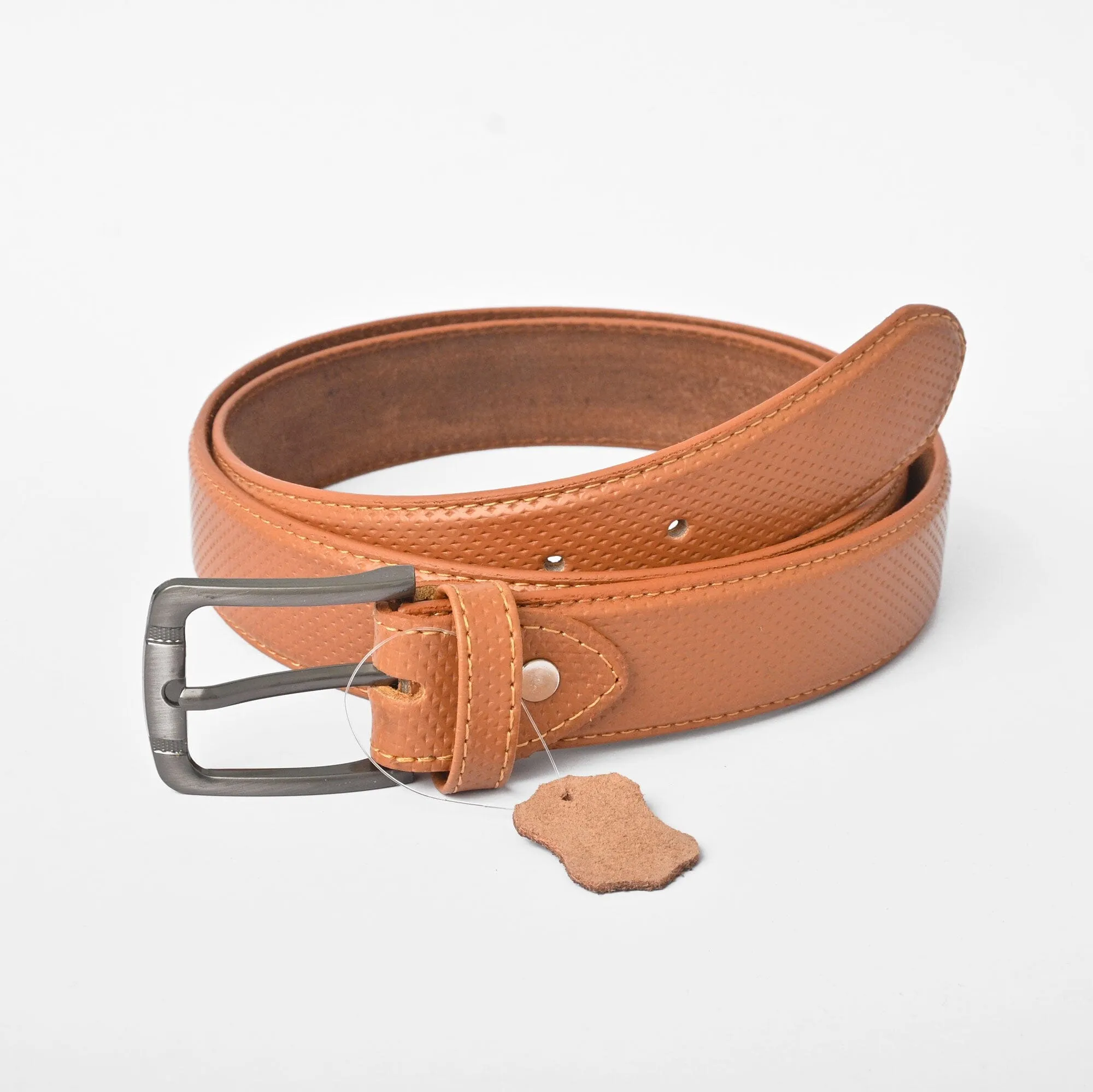 L&L Men's Aksaray Textured Design PU Leather Belt